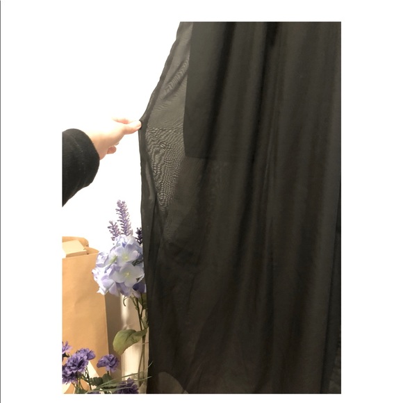 Long Black Dress Halter Neck with Mesh details - Picture 5 of 6